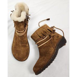 UGG Women's Sz. 7 Gaviota Fringe Suede Ankle Boot In Chestnut